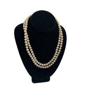 Vtg Double Strand of Pearls Womens Necklace Costume Jewelry Made in Japan